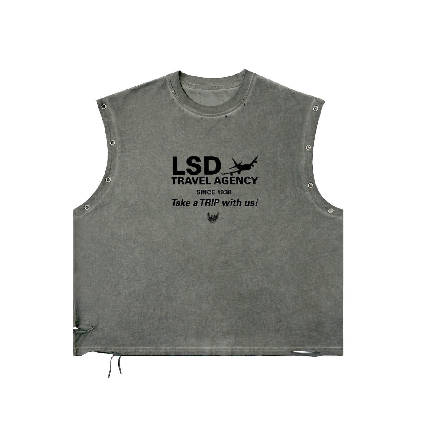 Distressed Grommet Eyelet Tank Top
