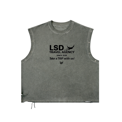Distressed Grommet Eyelet Tank Top